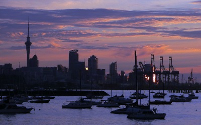 Sunset skyline over the harbour